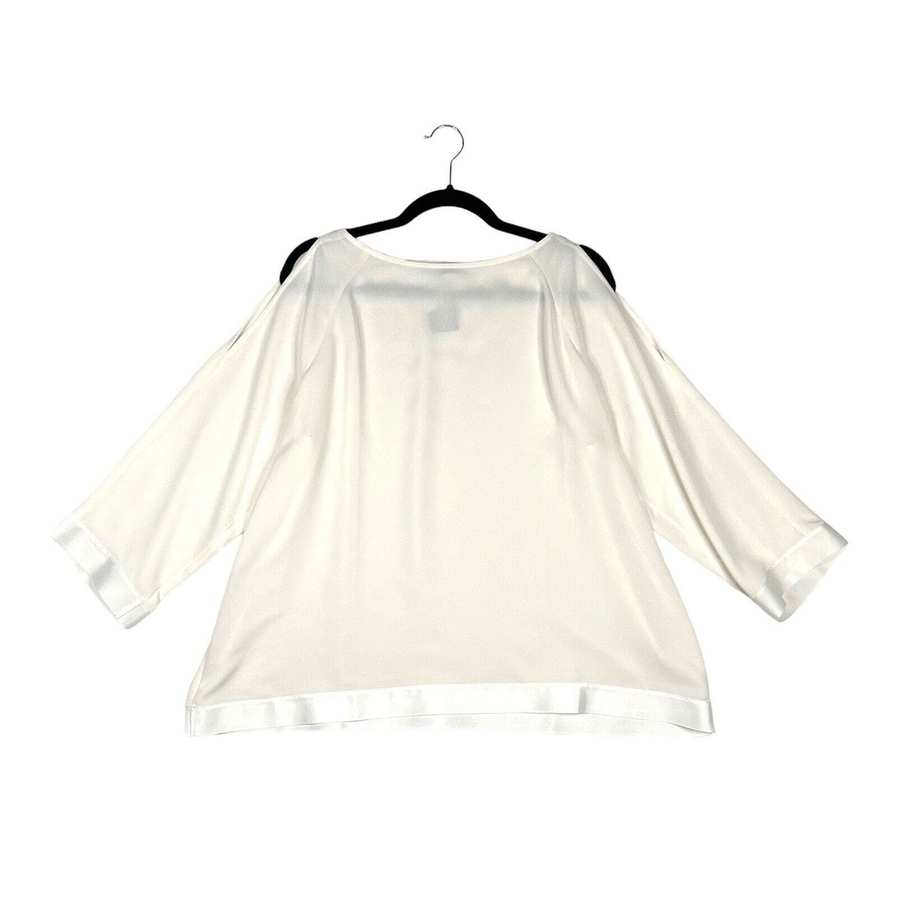 J Jill Christian Siriano Size LP Petite Open Cold Shoulder Top Cream White NEW